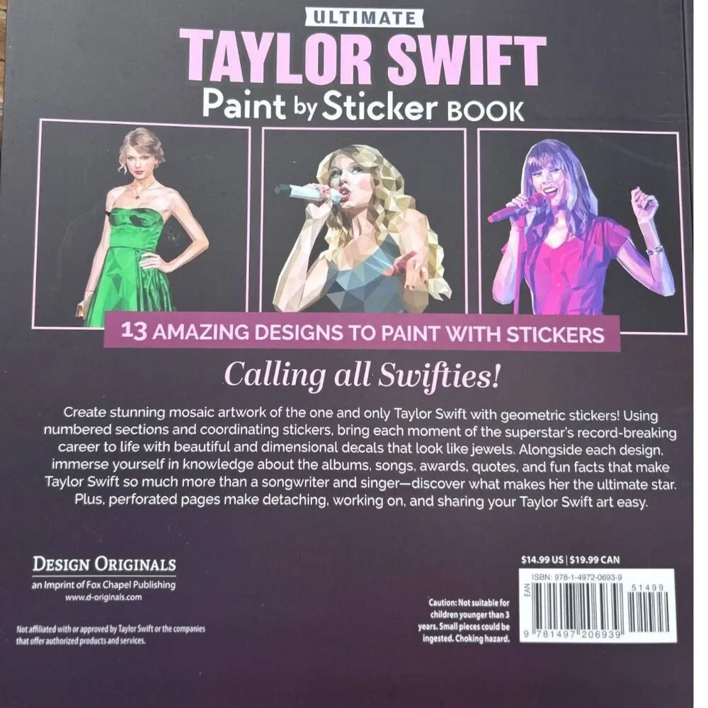 Ultimate Taylor Swift Sticker Mosaic Art Book – 13 Designs – New Unused